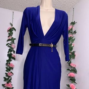 This blue dress goes up to your knees it’s very pretty and fit to the body
